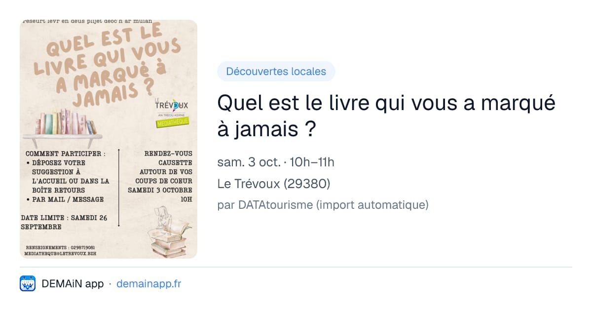 Quel est le livre qui vous a marqué à jamais ? — Le Trévoux