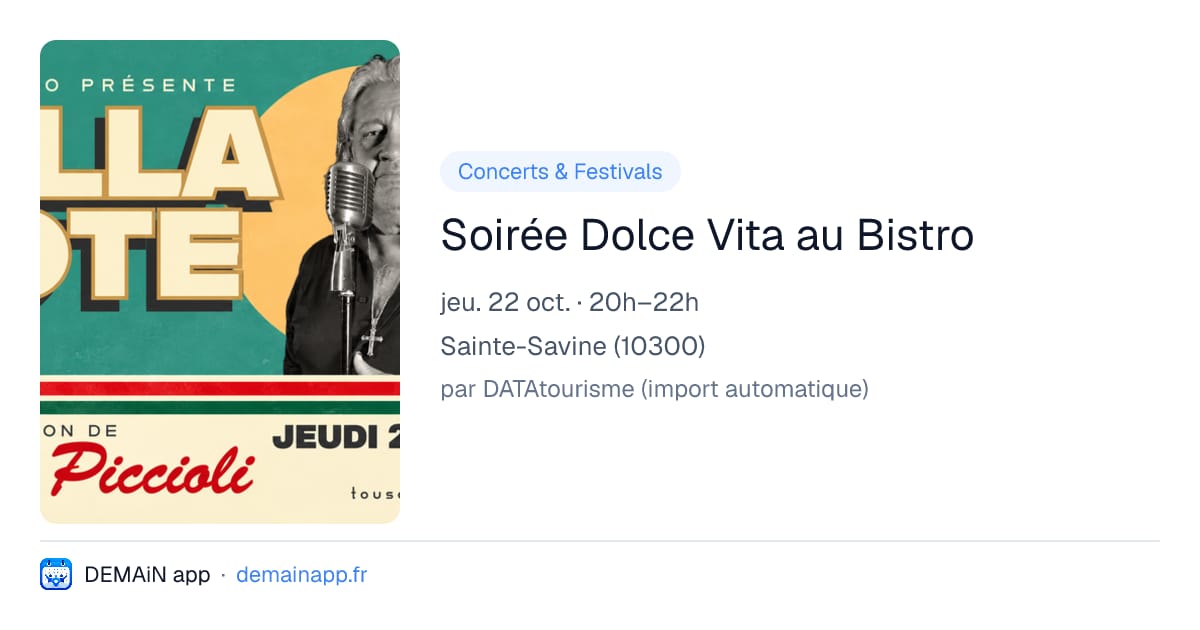 Soirée Dolce Vita au Bistro — Sainte-Savine