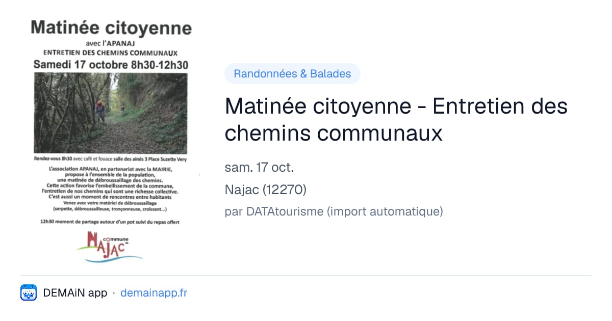 Matinée citoyenne - Entretien des chemins communaux — Najac
