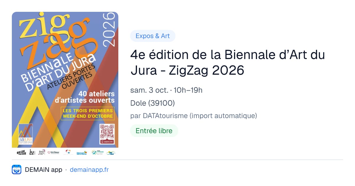 4e édition de la Biennale d’Art du Jura - ZigZag 2026 — Dole