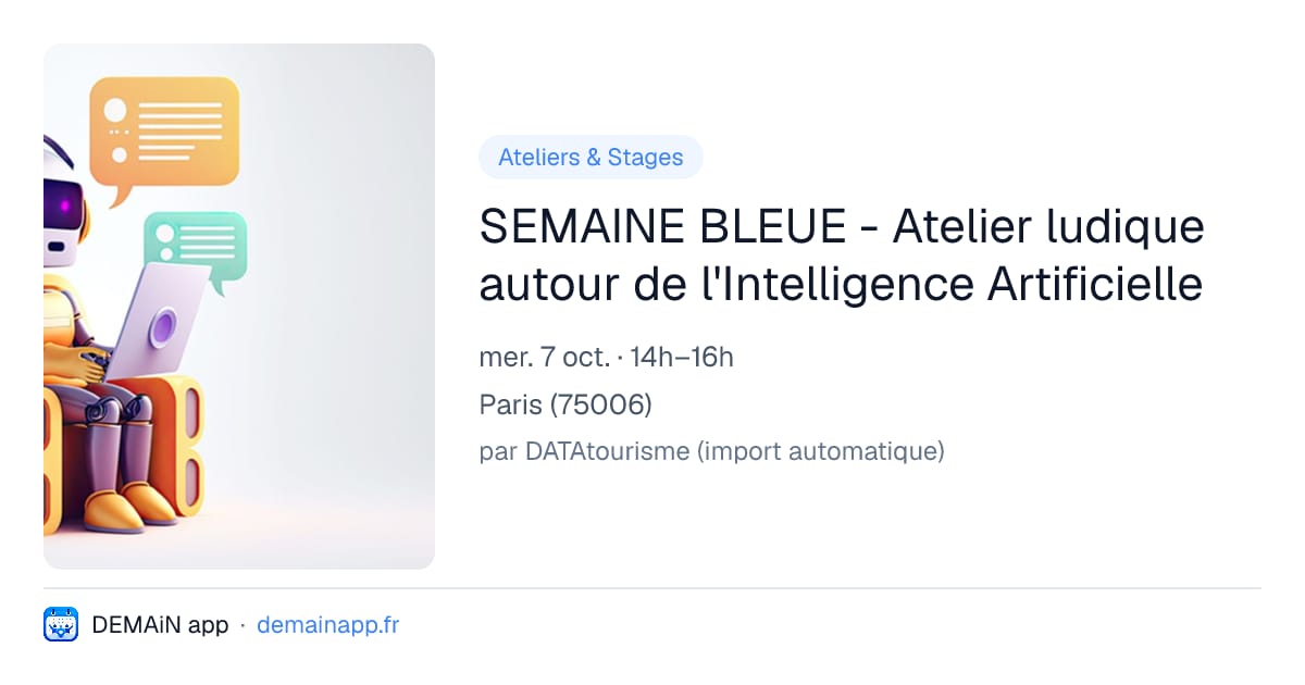 SEMAINE BLEUE - Atelier ludique autour de l'Intelligence Artificielle — Paris