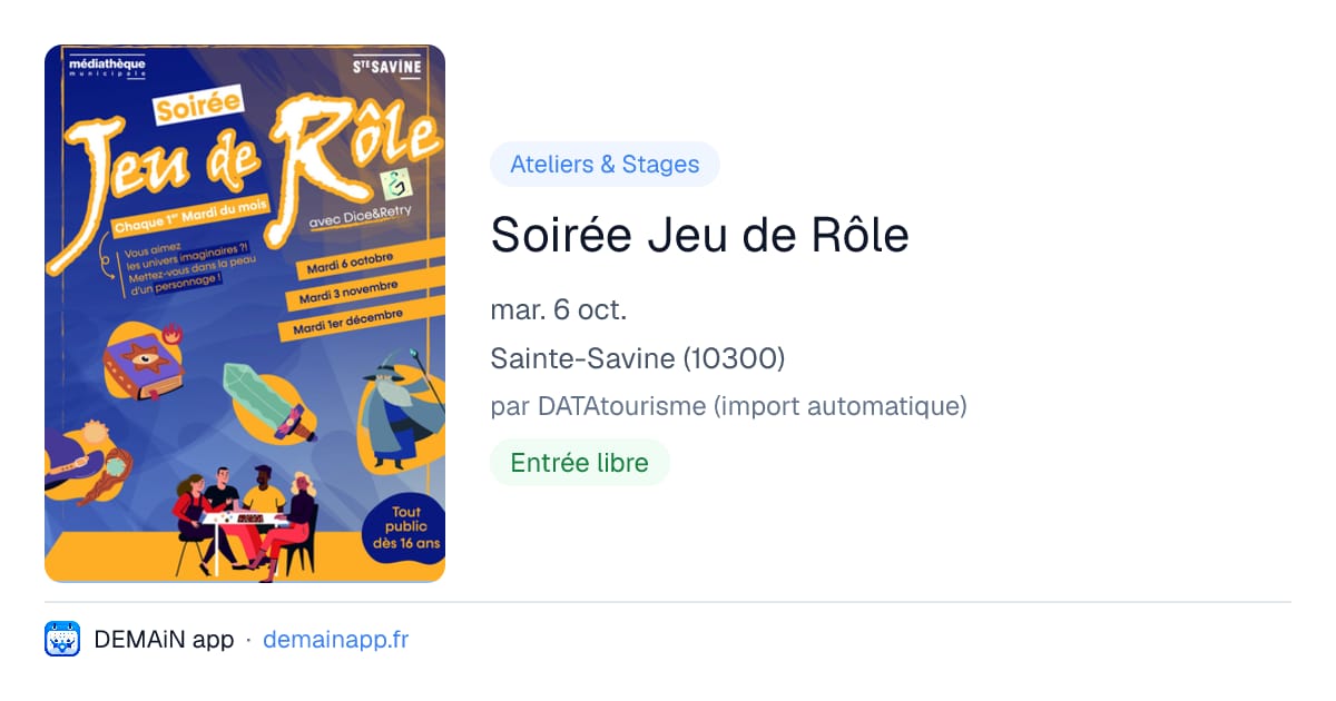 Soirée Jeu de Rôle — Sainte-Savine