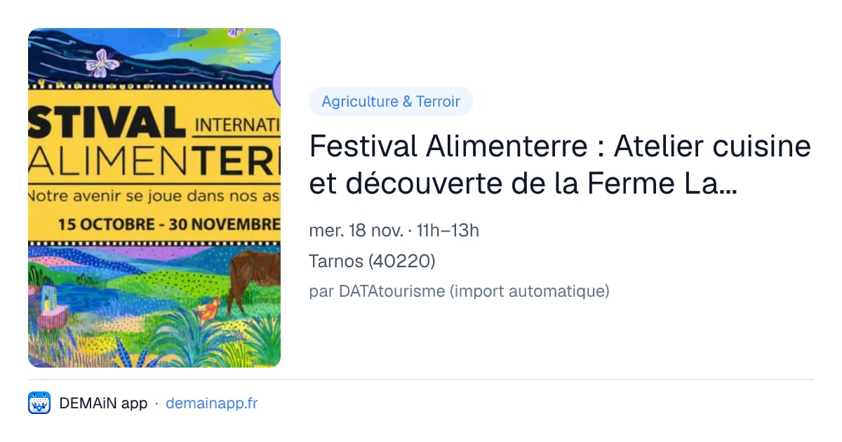 Festival Alimenterre : Atelier cuisine et découverte de la Ferme Lacoste — Tarnos