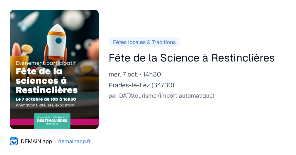 Fête de la Science à Restinclières — Prades-le-Lez