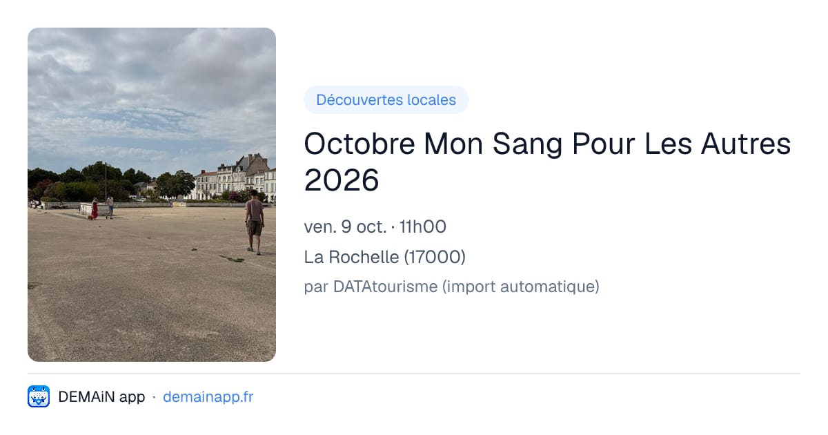 Octobre Mon Sang Pour Les Autres 2026 — La Rochelle