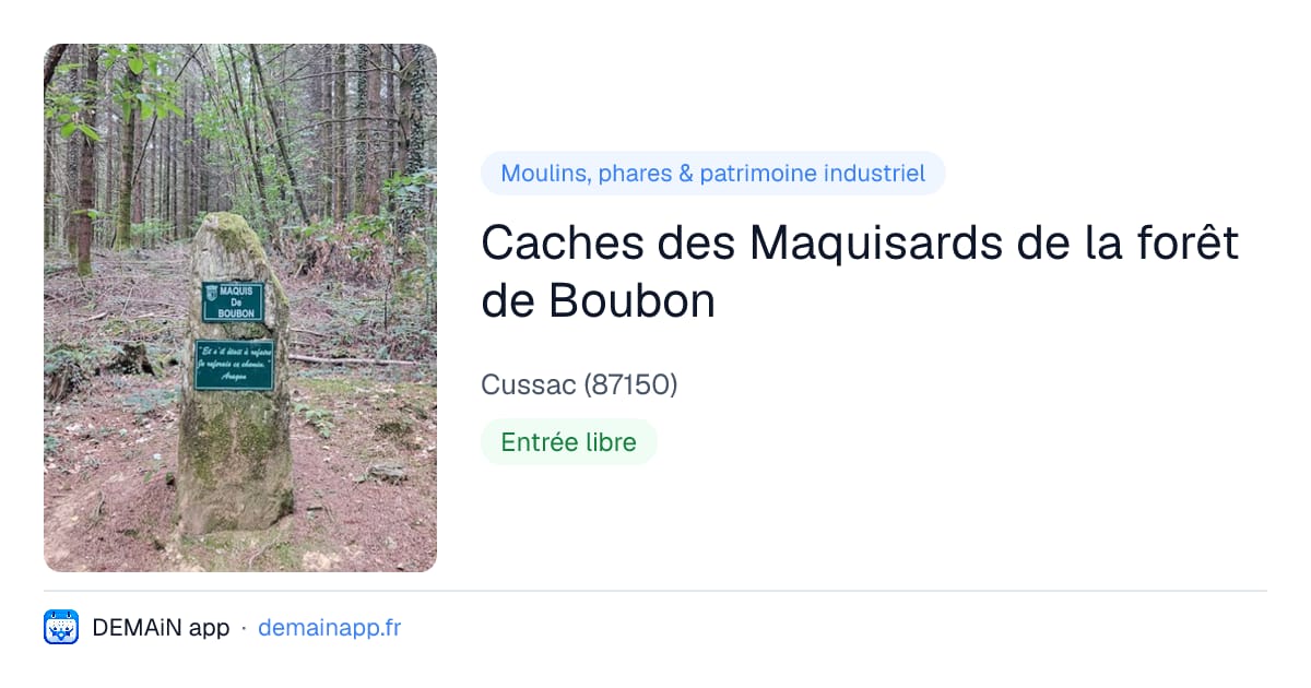 Caches des Maquisards de la forêt de Boubon — Cussac