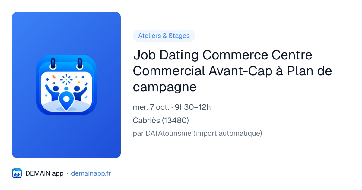 Job Dating Commerce Centre Commercial Avant-Cap à Plan de campagne — Cabriès