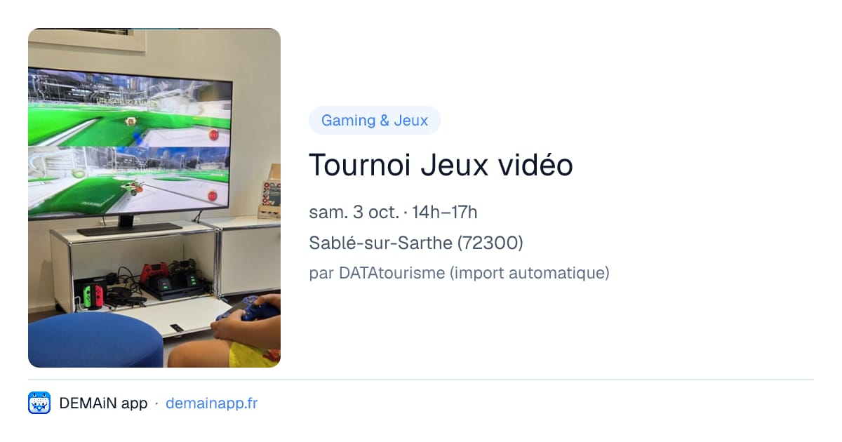 Tournoi Jeux vidéo — Sablé-sur-Sarthe