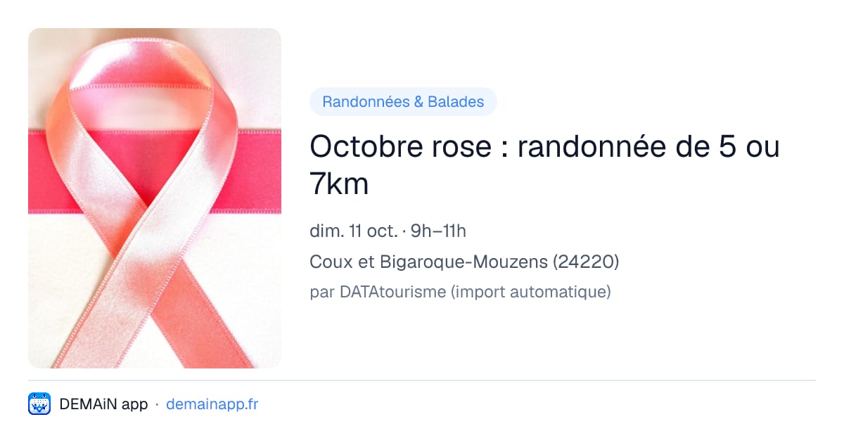 Octobre rose : randonnée de 5 ou 7km — Coux et Bigaroque-Mouzens