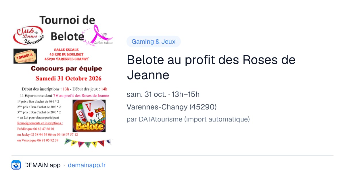 Belote au profit des Roses de Jeanne — Varennes-Changy
