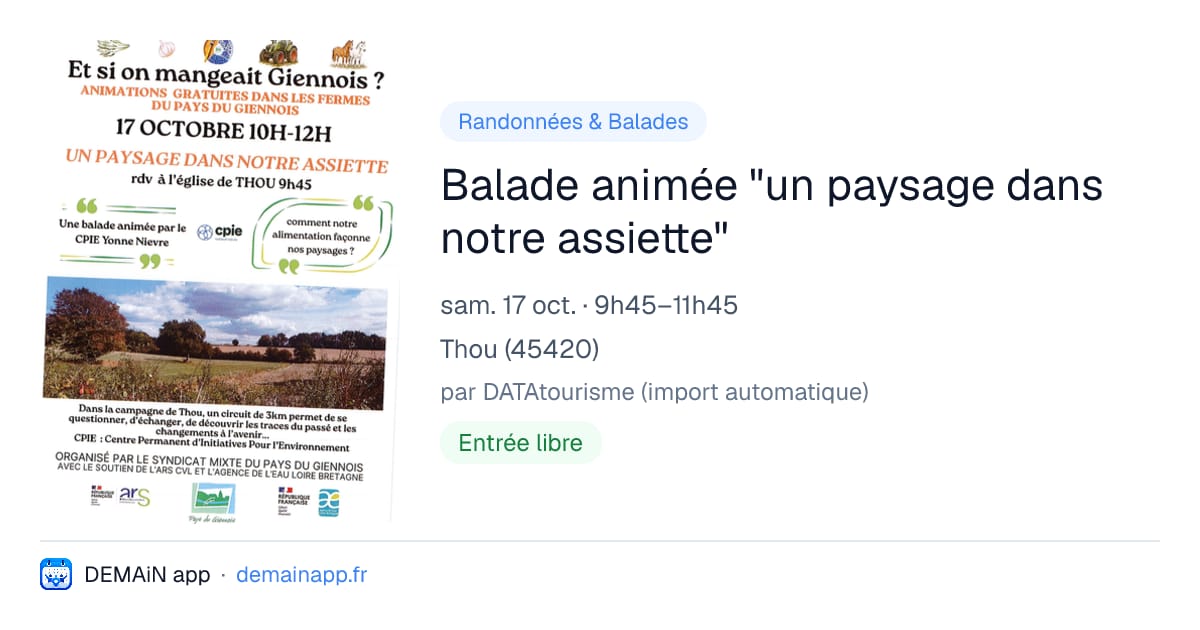 Balade animée "un paysage dans notre assiette" — Thou