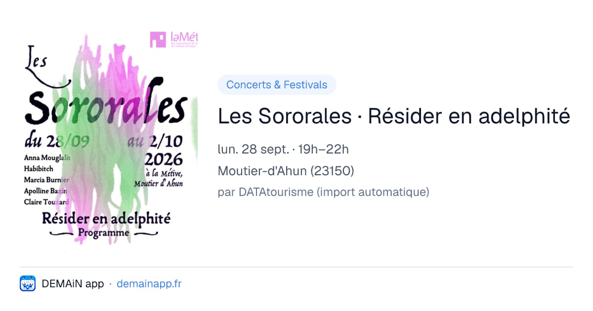 Les Sororales · Résider en adelphité — Moutier-d'Ahun