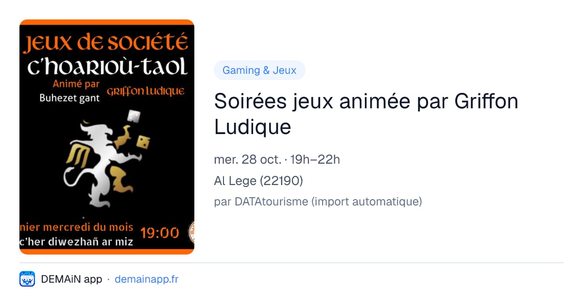 Soirées jeux animée par Griffon Ludique — Al Lege