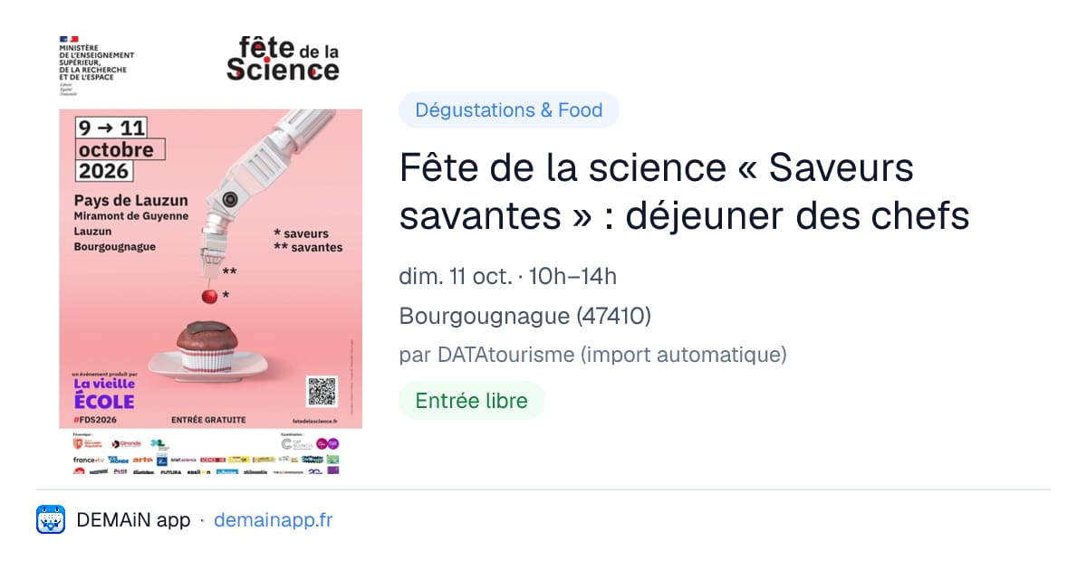 Fête de la science « Saveurs savantes » : déjeuner des chefs — Bourgougnague