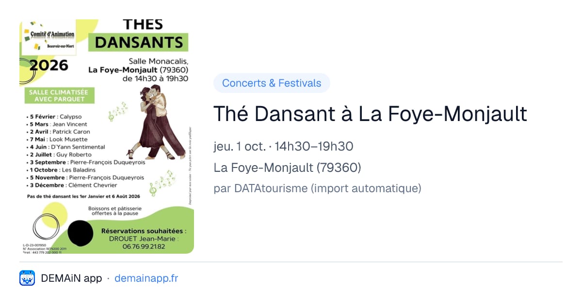 Thé Dansant à La Foye-Monjault — La Foye-Monjault