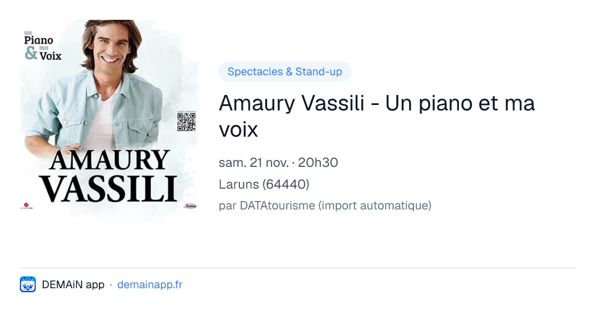 Amaury Vassili - Un piano et ma voix — Laruns