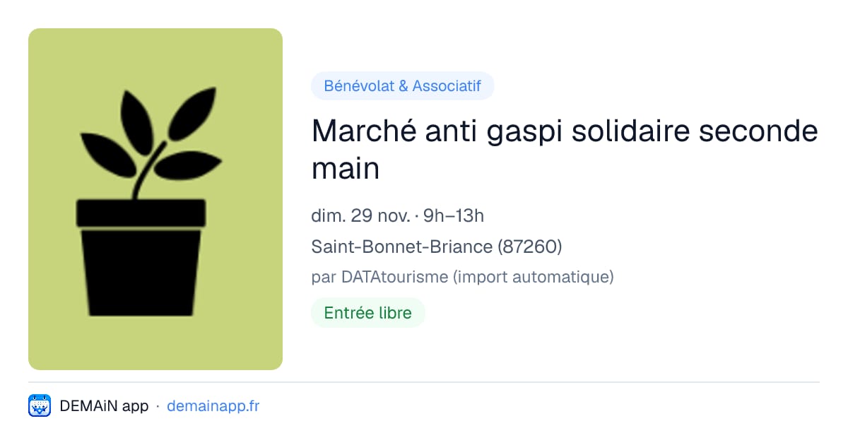 Marché anti gaspi solidaire seconde main — Saint-Bonnet-Briance