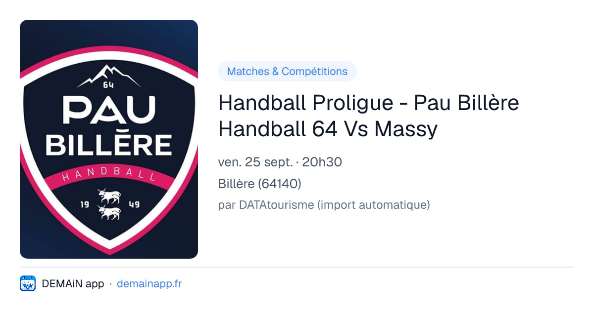 Handball Proligue - Pau Billère Handball 64 Vs Massy — Billère