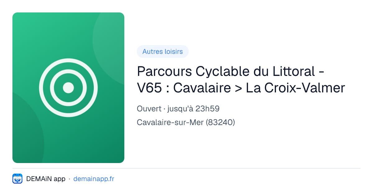Parcours Cyclable du Littoral - V65 : Cavalaire > La Croix-Valmer — Cavalaire-sur-Mer