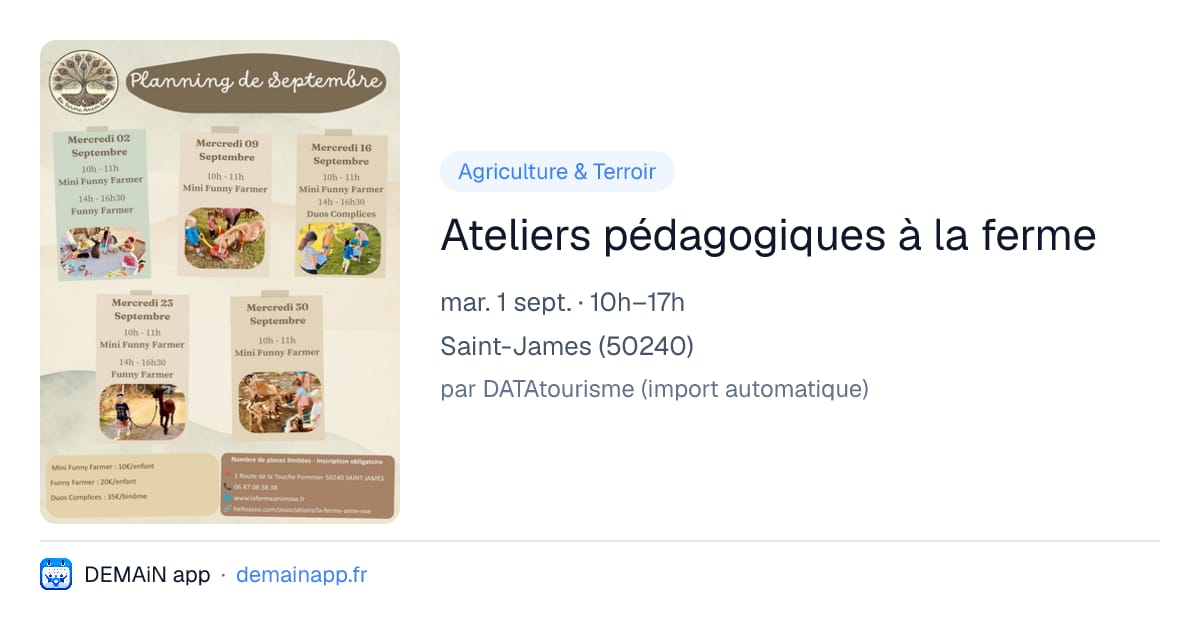 Ateliers pédagogiques à la ferme — Saint-James