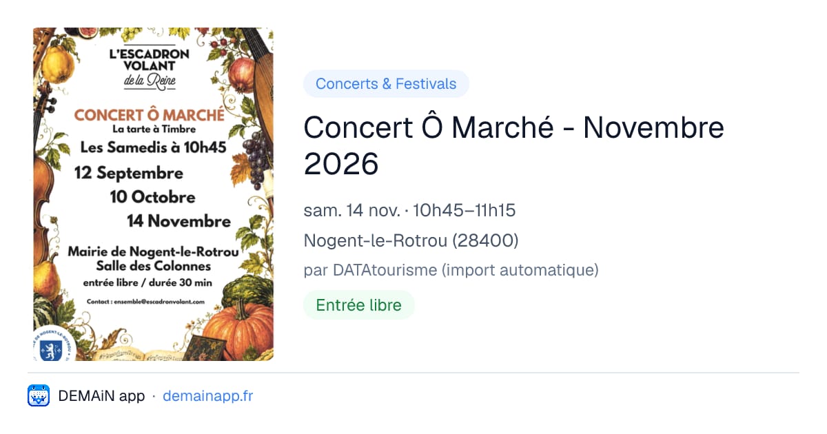 Concert Ô Marché - Novembre 2026 — Nogent-le-Rotrou