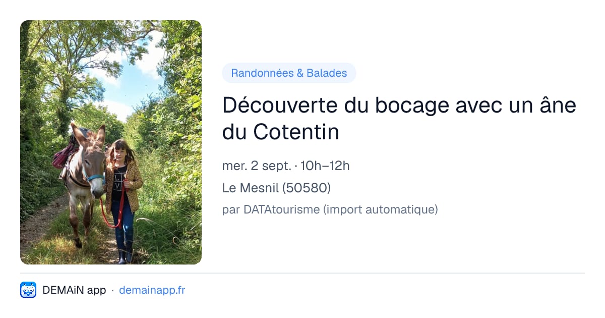 Découverte du bocage avec un âne du Cotentin — Le Mesnil