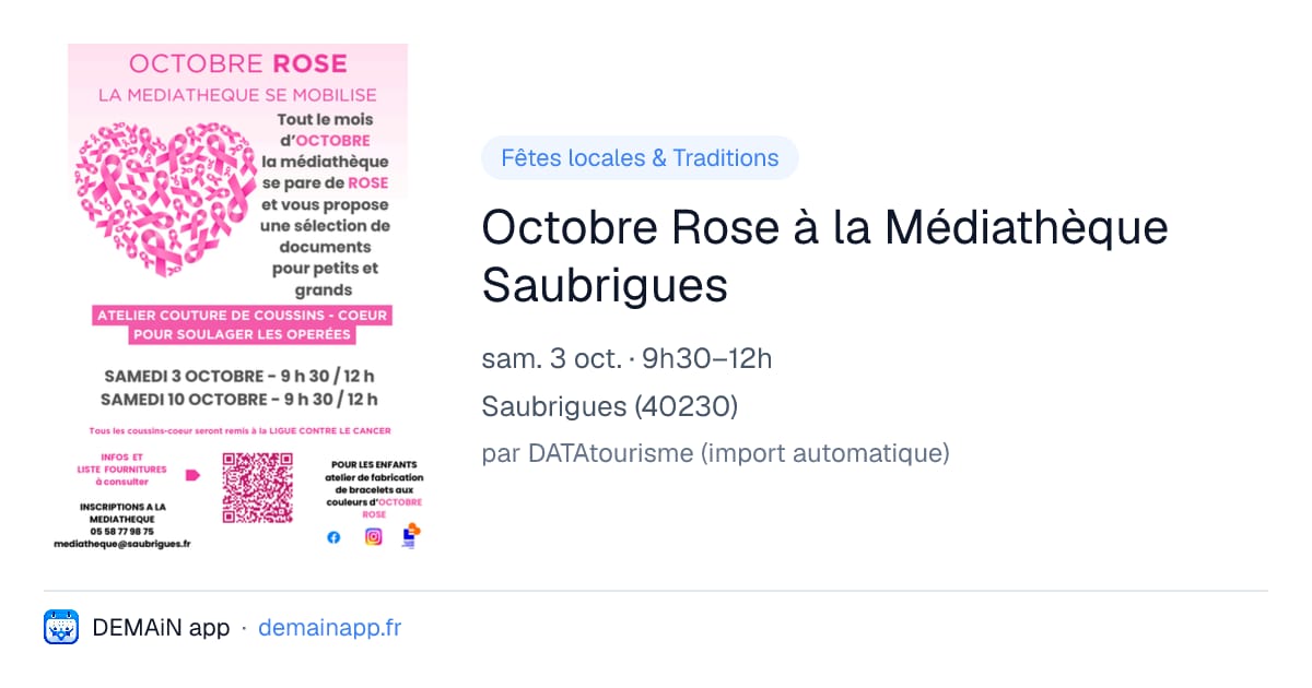 Octobre Rose à la Médiathèque Saubrigues — Saubrigues