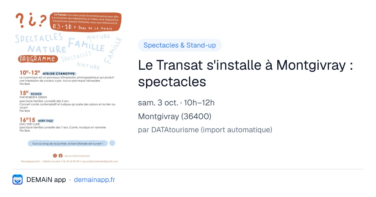 Le Transat s'installe à Montgivray : spectacles — Montgivray