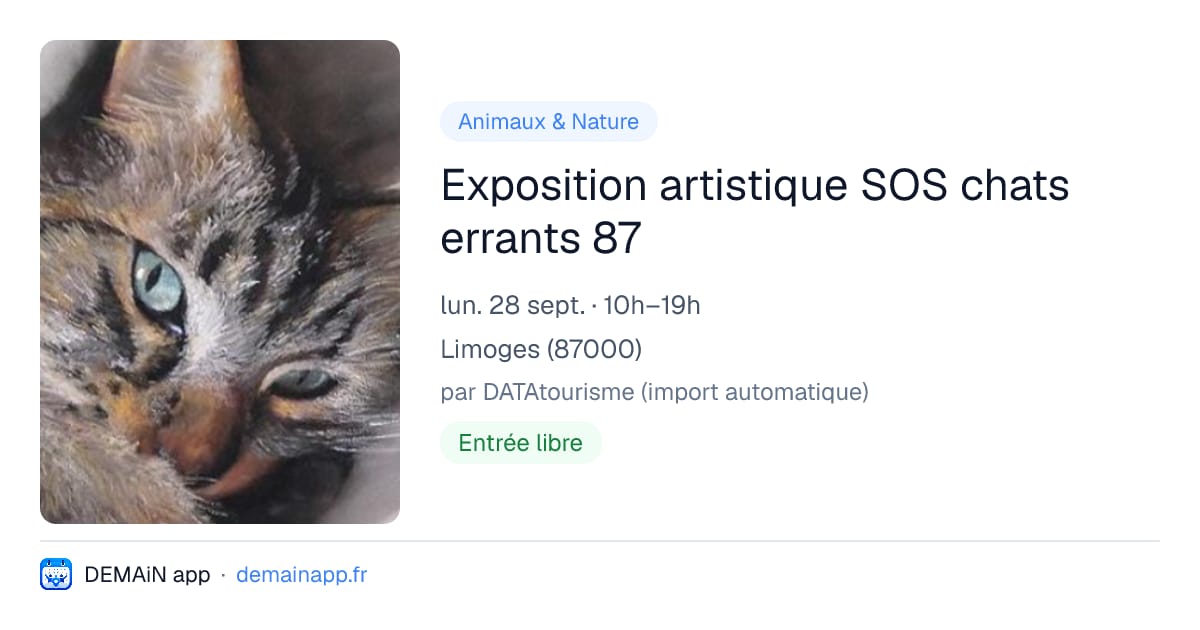 Exposition artistique SOS chats errants 87 — Limoges