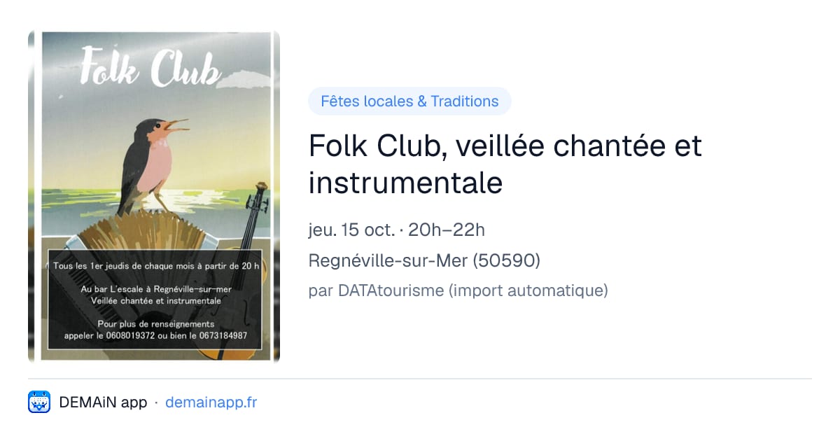 Folk Club, veillée chantée et instrumentale — Regnéville-sur-Mer