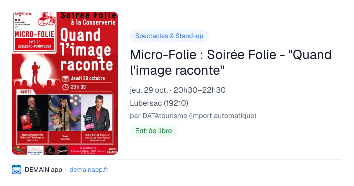 Micro-Folie : Soirée Folie - "Quand l'image raconte" — Lubersac