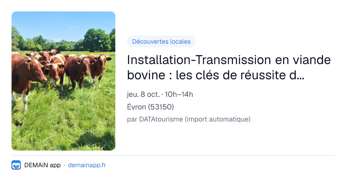 Installation-Transmission en viande bovine : les clés de réussite du projet et de son financement (53) — Évron