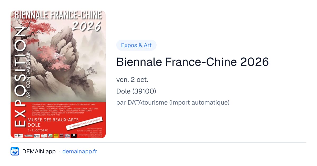 Biennale France-Chine 2026 — Dole
