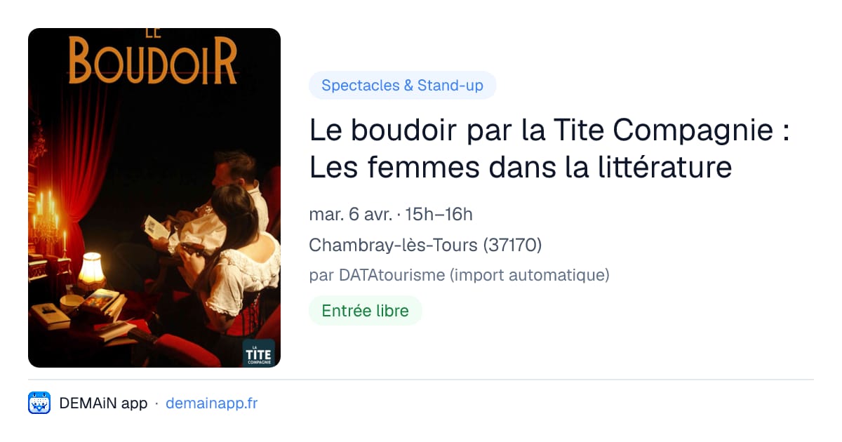Le boudoir par la Tite Compagnie : Les femmes dans la littérature — Chambray-lès-Tours