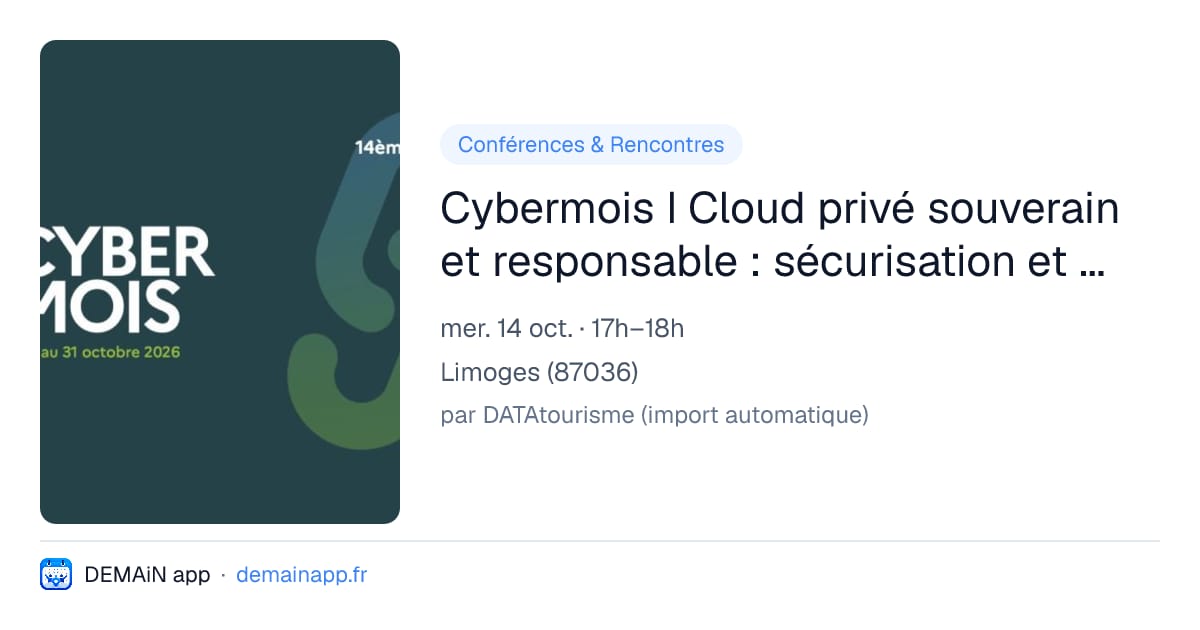 Cybermois I Cloud privé souverain et responsable : sécurisation et usages en interne — Limoges