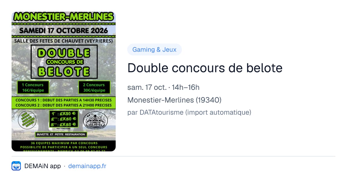 Double concours de belote — Monestier-Merlines