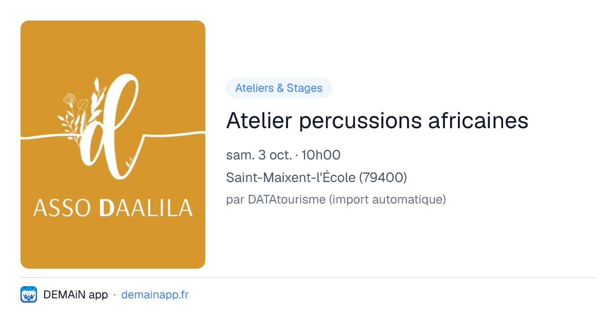 Atelier percussions africaines — Saint-Maixent-l'École