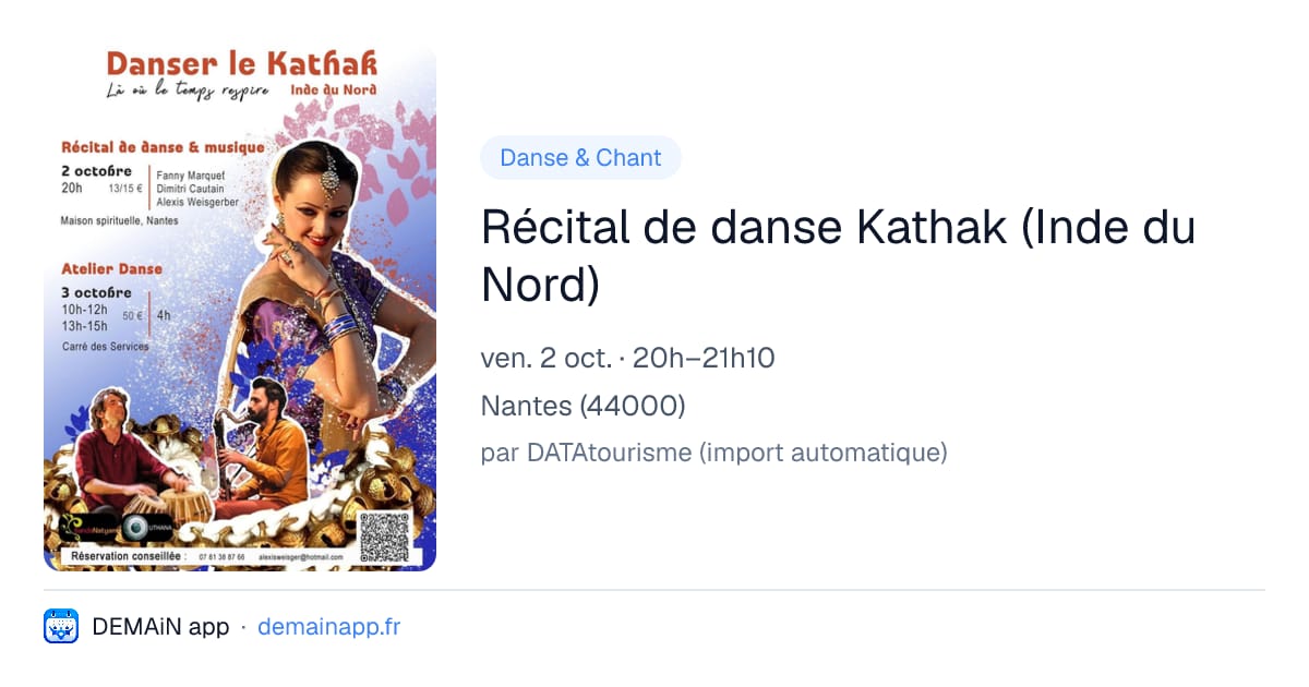 Récital de danse Kathak (Inde du Nord) — Nantes