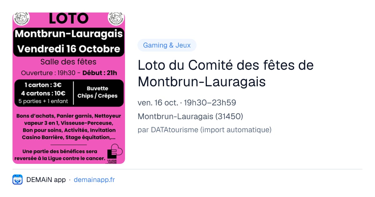 Loto du Comité des fêtes de Montbrun-Lauragais — Montbrun-Lauragais