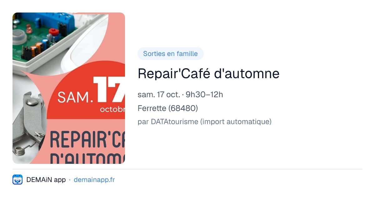 Repair'Café d'automne — Ferrette