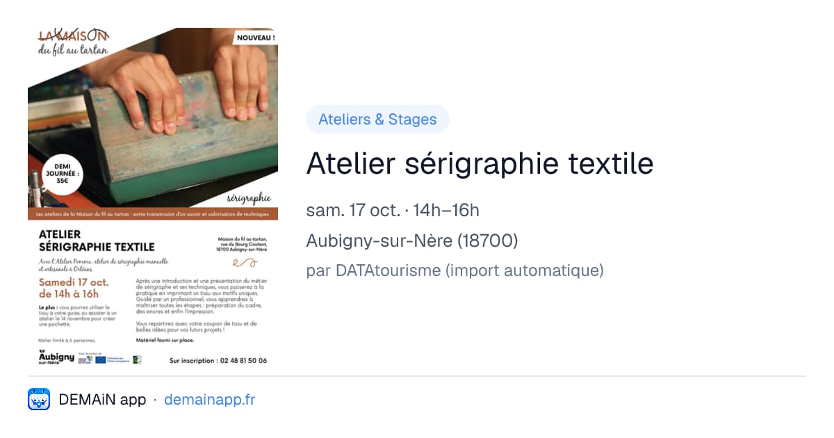Atelier sérigraphie textile — Aubigny-sur-Nère