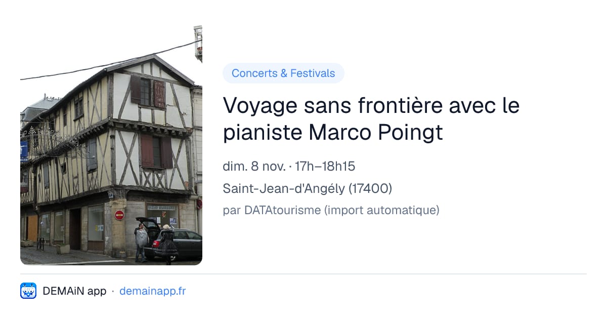 Voyage sans frontière avec le pianiste Marco Poingt — Saint-Jean-d'Angély