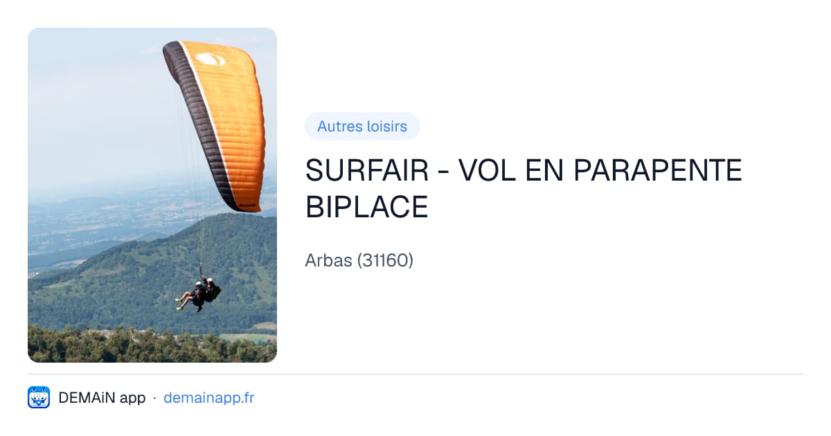 SURFAIR - VOL EN PARAPENTE BIPLACE — Arbas