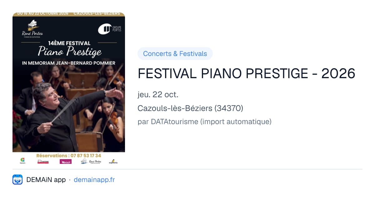FESTIVAL PIANO PRESTIGE - 2026 — Cazouls-lès-Béziers