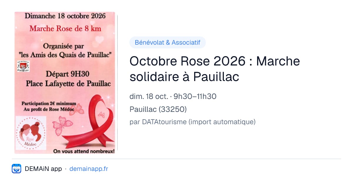 Octobre Rose 2026 : Marche solidaire à Pauillac — Pauillac