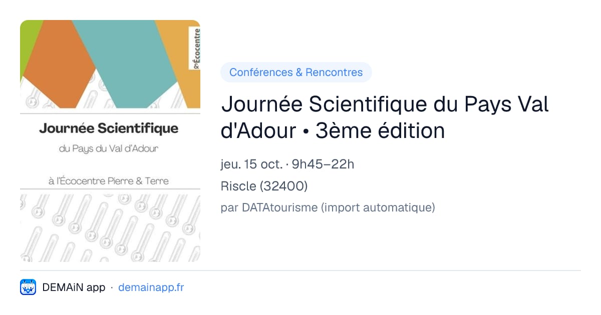 Journée Scientifique du Pays Val d'Adour • 3ème édition — Riscle