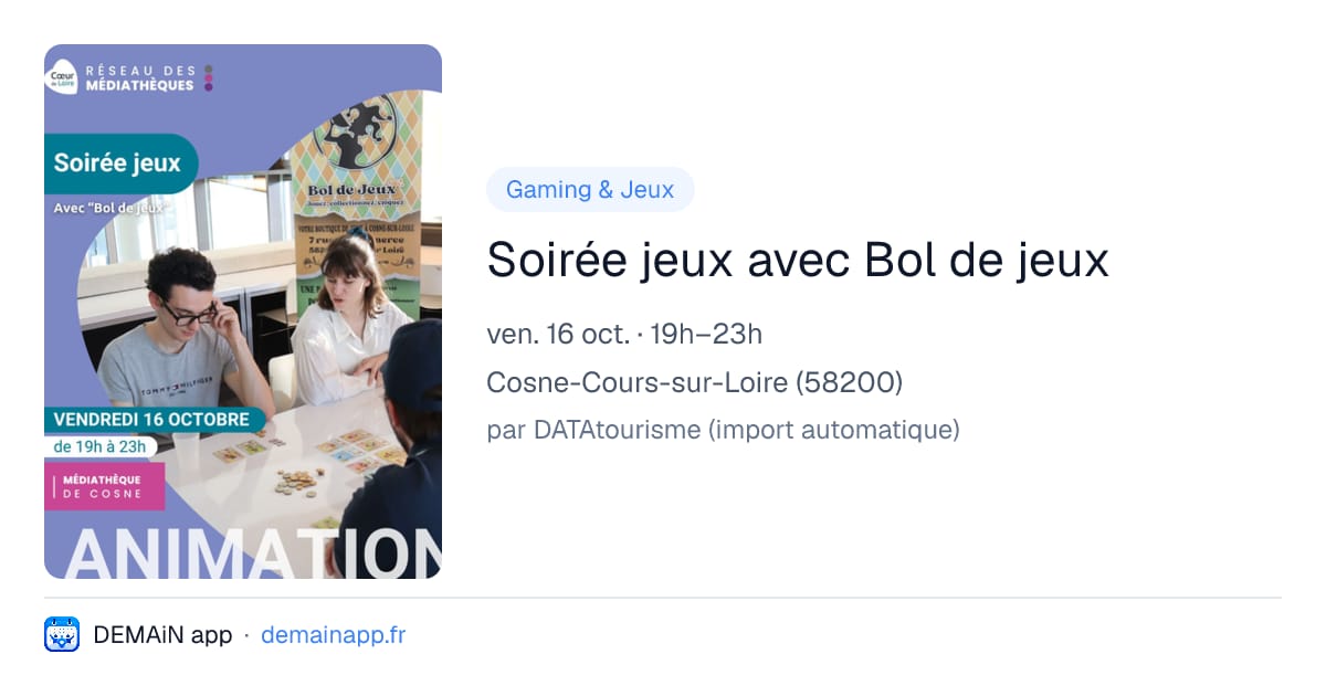 Soirée jeux avec Bol de jeux — Cosne-Cours-sur-Loire