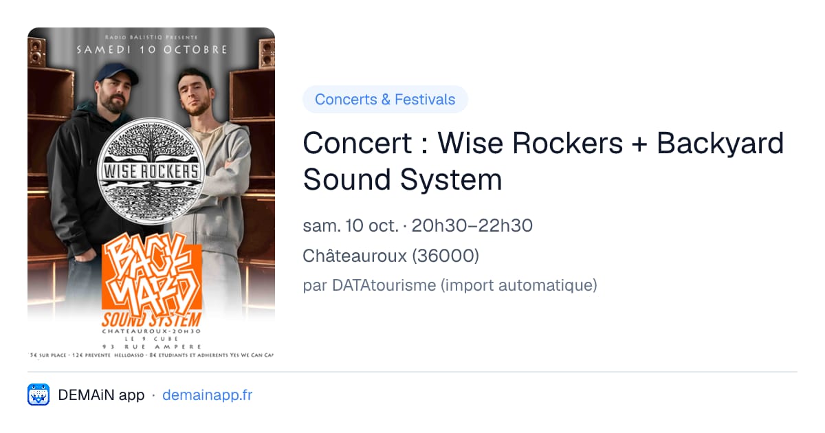 Concert : Wise Rockers + Backyard Sound System — Châteauroux