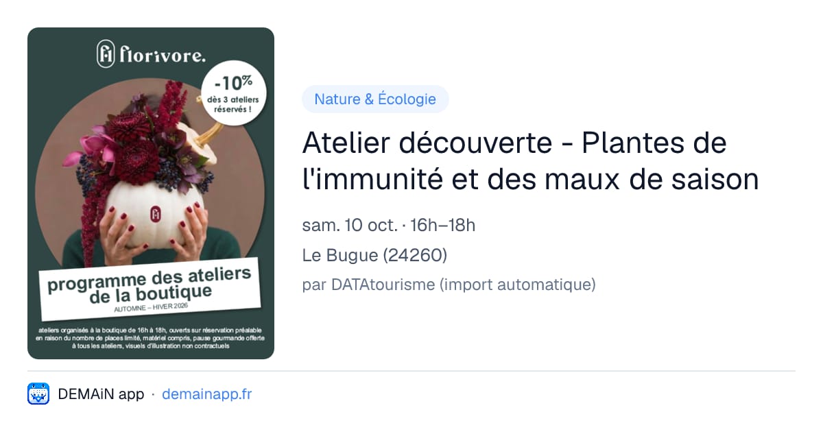 Atelier découverte - Plantes de l'immunité et des maux de saison — Le Bugue