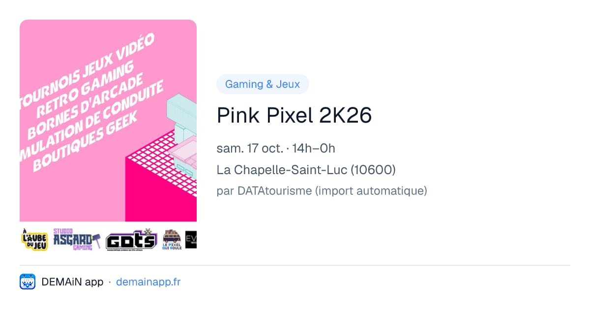 Pink Pixel 2K26 — La Chapelle-Saint-Luc